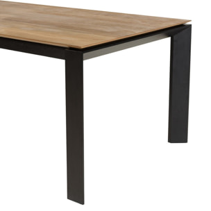 MAXENCE - Table à manger ext. 250/350x100cm teck recyclé pieds métal MAXENCE