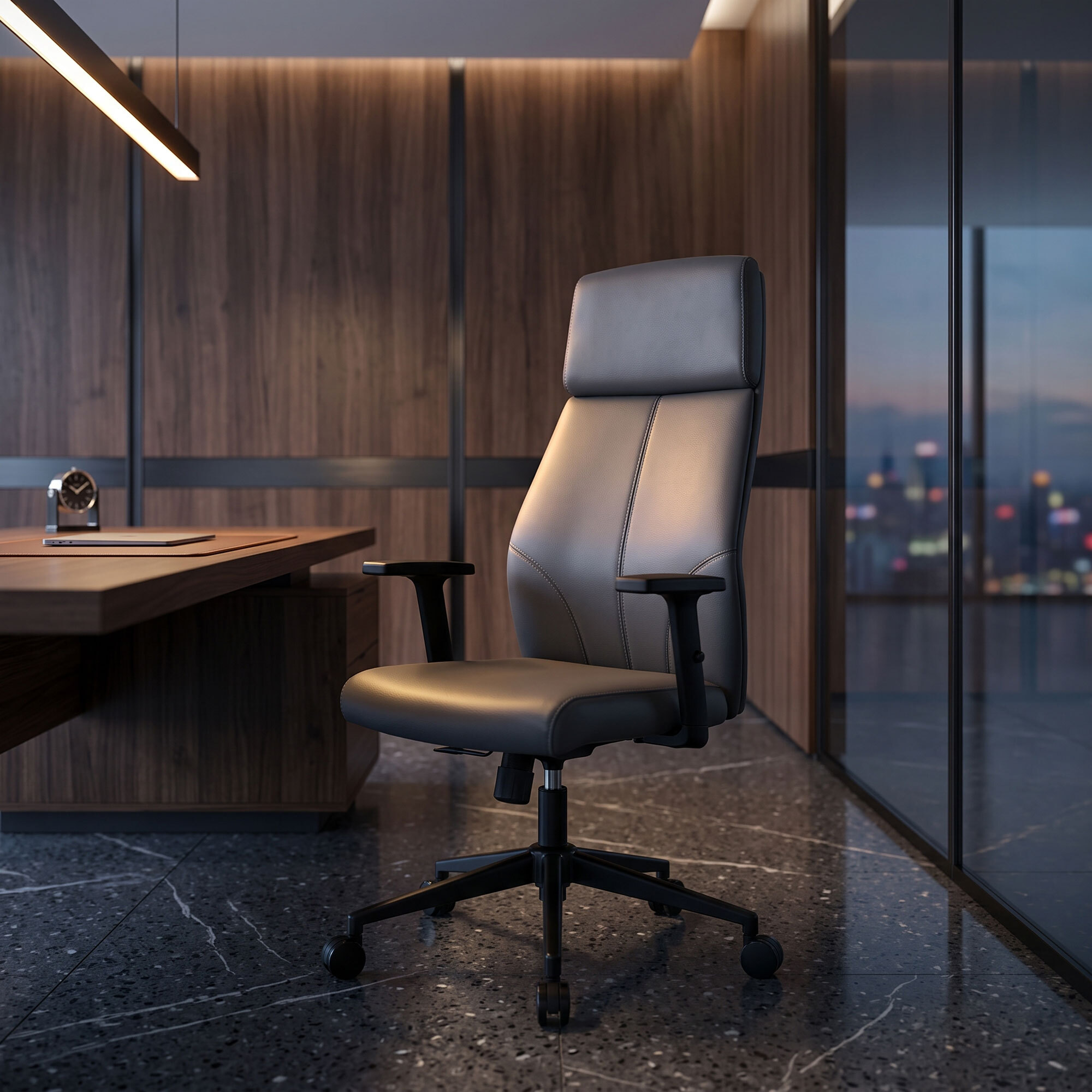 Sylicon - Sedia Da Ufficio Ergonomica 50x130x70 cm Poltrona Direzionale Comoda con Ruote Girevoli in Similpelle Grigia