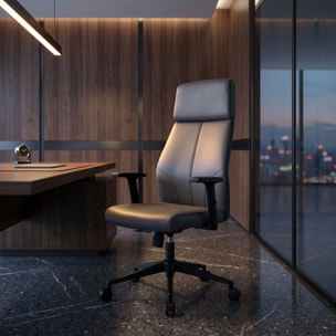 Sylicon - Sedia Da Ufficio Ergonomica 50x130x70 cm Poltrona Direzionale Comoda con Ruote Girevoli in Similpelle Grigia