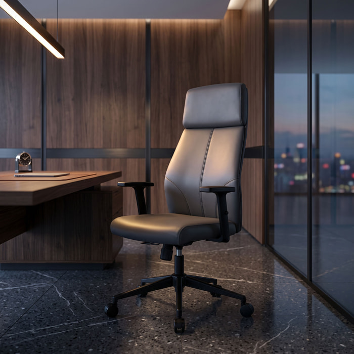 Sylicon - Sedia Da Ufficio Ergonomica 50x130x70 cm Poltrona Direzionale Comoda con Ruote Girevoli in Similpelle Grigia