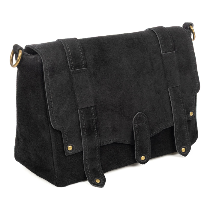 Aviatico borsa a tracolla donna. Pelle autentica Camoscio.