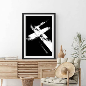 Affiche Croix épreuve négative Affiche + cadre en bois - Noir