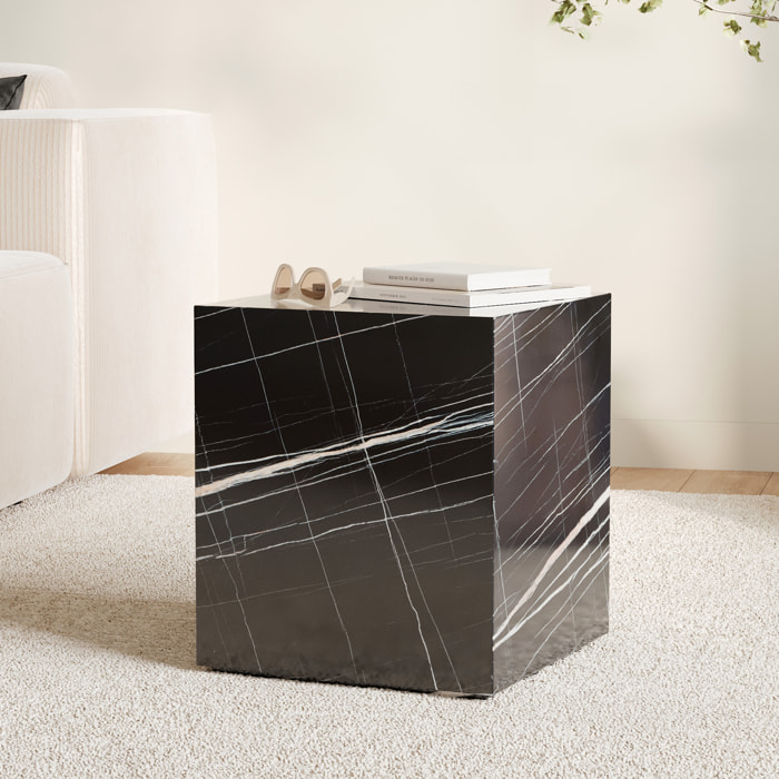 Table d'appoint effet marbre noire - Lison