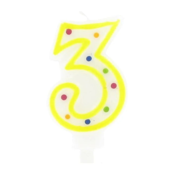 Bougie anniversaire chiffre 3 Fackelmann Rio Party