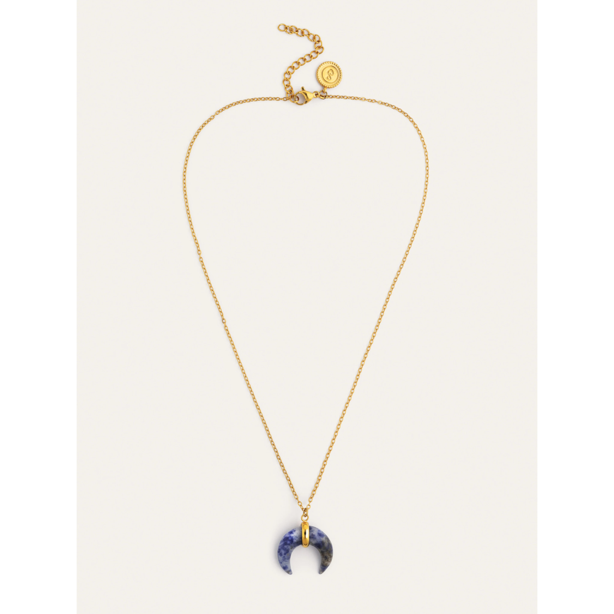 Collana Mini Moon Blu Acciao Placcato Oro