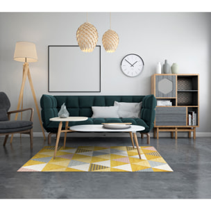 TAPPETO ARREDO TRIANGOLI SENAPE CON FONDO ANTISCIVOLO