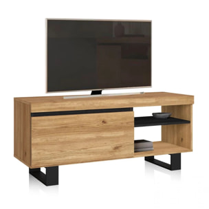 Mueble TV con almacenamiento en roble nude y ceniza 120 cm Ebos UP Roble Nude - Ceniza
