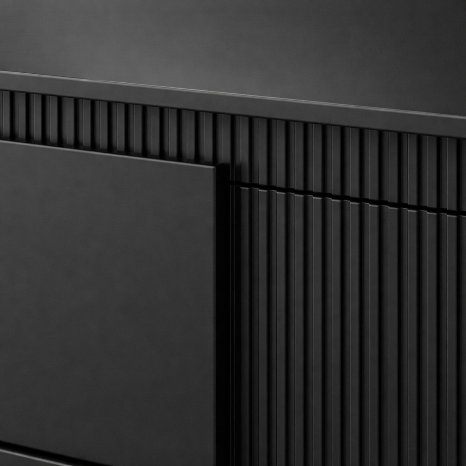 Mobile TV Moderno Con 2 Ante Push To Open Design Scanalato Elegante Minimal Base In Metallo Per Soggiorno Salotto 187.1 x 53.4 x 39.5 Cm Nero
