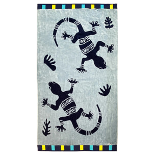 Serviette de plage éponge velours Jacquard - Pogona - 100x175cm - 470g/m²