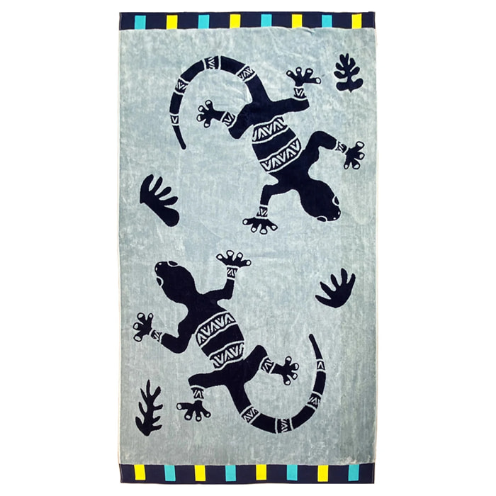 Serviette de plage éponge velours Jacquard - Pogona - 100x175cm - 470g/m²