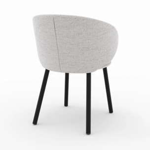 Lot de 2 chaises en tissu gris clair chiné et pieds noirs - Cécilia