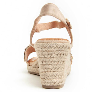 Sandalia de cuña - Beige - Altura: 7 cm