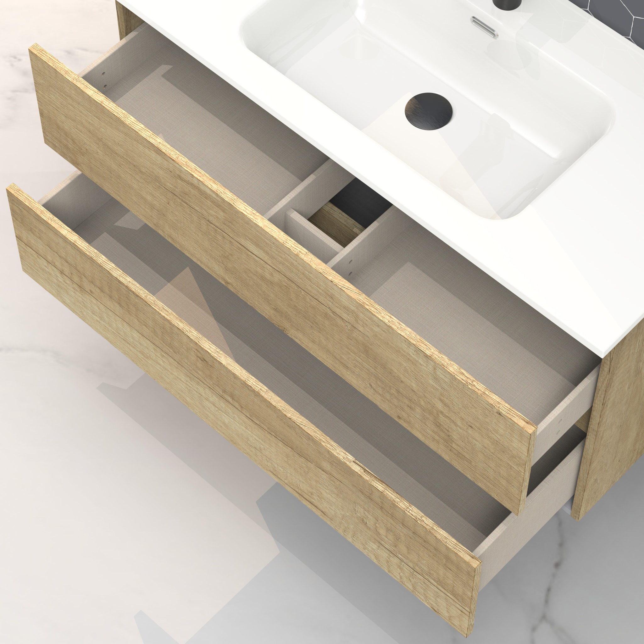 Conjunto de baño IRONA 2C, 90cm, incluye lavabo y espejo