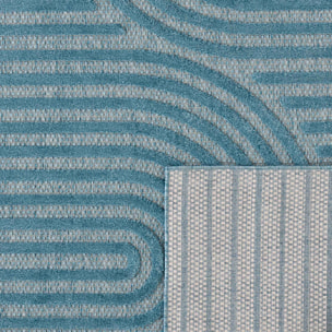 SANTORINI - Tapis d'intérieur/extérieur à motifs en relief géométrique - Turquoise