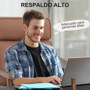 Butaca de Salón Sillón de Salón Tapizado en PU con Marco de Madera Cojines Acolchados Gruesos Respaldo Alto Carga 150 kg Sillón Lectura para Sala de Estar Dormitorio Marrón y Madera Nogal