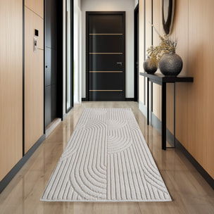 HELIX - Tapis moderne effet laine bouclé à motif géométrique en relief crème