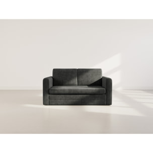 Marilia - Canapé 2 places convertible déplimousse en velours texturé - Gris foncé