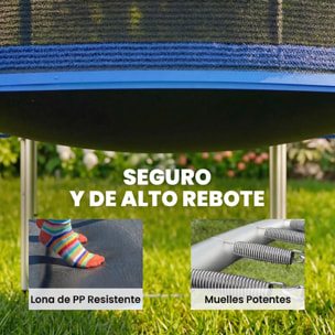 Cama Elástica para Niños Exterior Ø366 cm, Trampolín para Niños de +6 Años con Red de Seguridad, Escalera, Acolchado de Muelles y Marco de Acero Galvanizado, Carga 150 kg