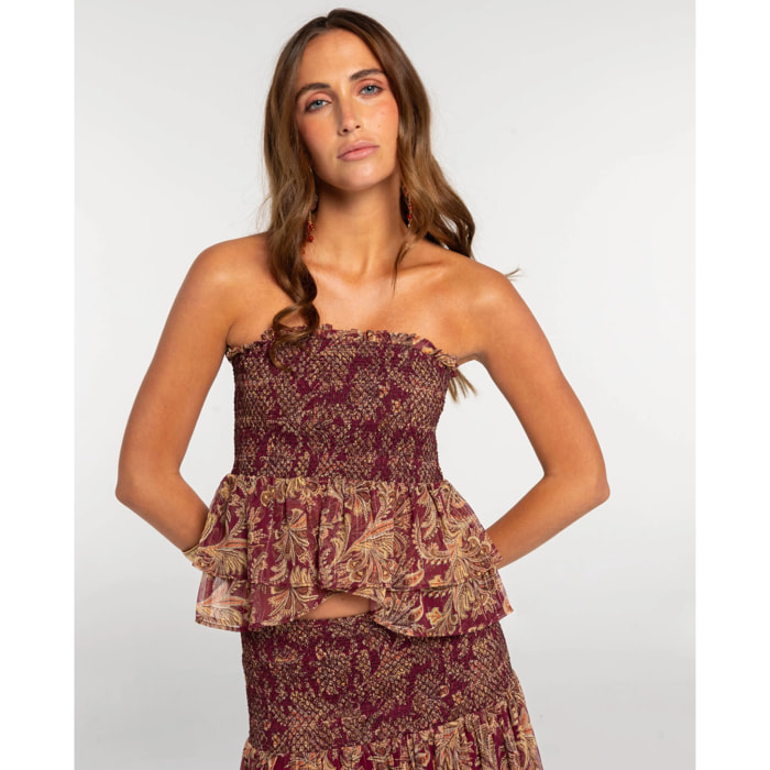 Top nido de abeja estampado de mujer