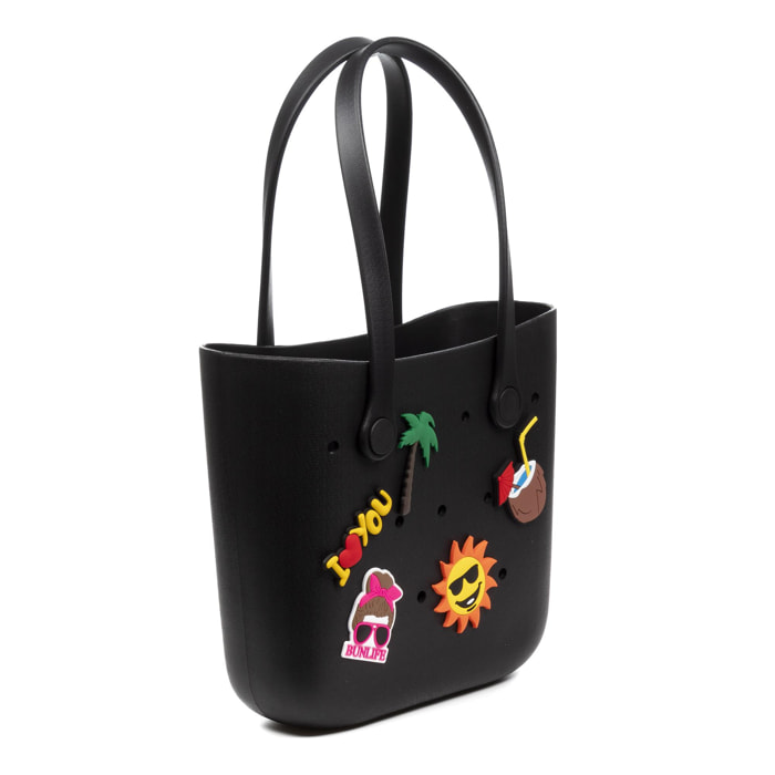 Borsa mare VillaPoma Shopper, in gomma EVA con manici lunghi e charm decorativo