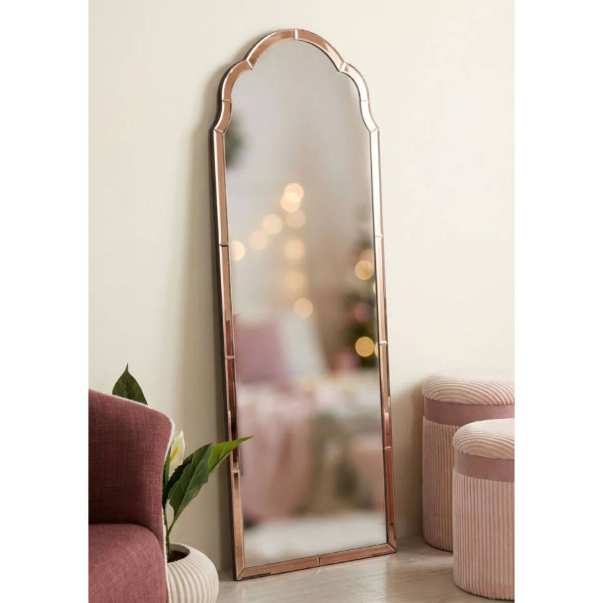 SPECCHIO DA MURO TANGERI ROSA CM 55X2X150 (MISURA SPECCHIO CM 49X144)