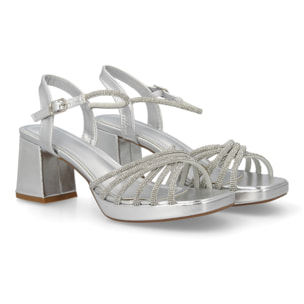 Sandalia tacón elegante fiesta con brillo