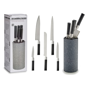 Tacoma con 5 coltelli manico nero.