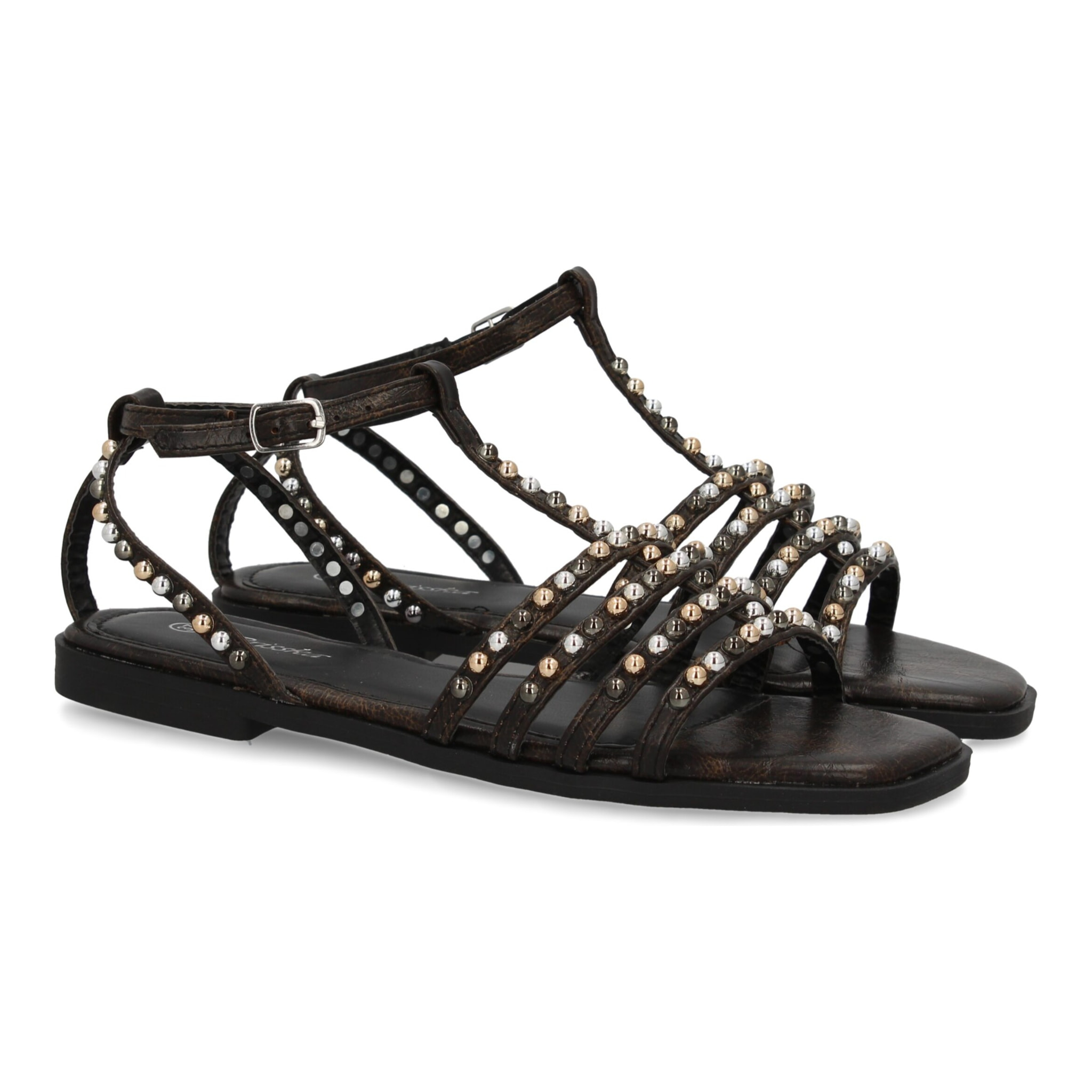 Sandalias planas de mujer, comodas y elegantes, diseño moderno con adornos brillantes