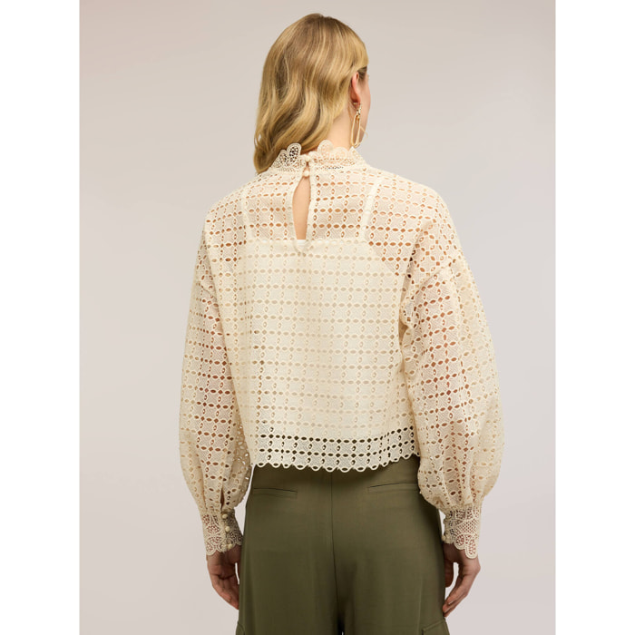 Motivi - Blusa in sangallo traforato - Bianco