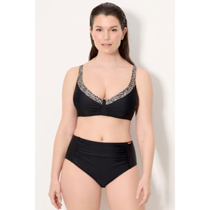 Slip bikini vita alta modellante Nero