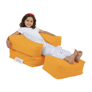 Sillón + puf para niños para exteriores naranja