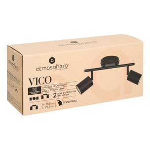 Applique murale/plafonnier Vico noir 25,5x10cm