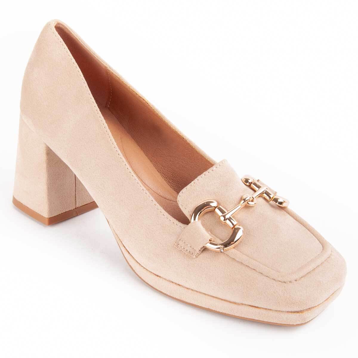 Zapato De Tacón - Beige - Altura: 7 Cm