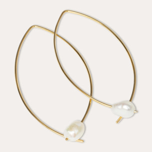 Orecchino Arch Bean Pearl Argento Placcato Oro
