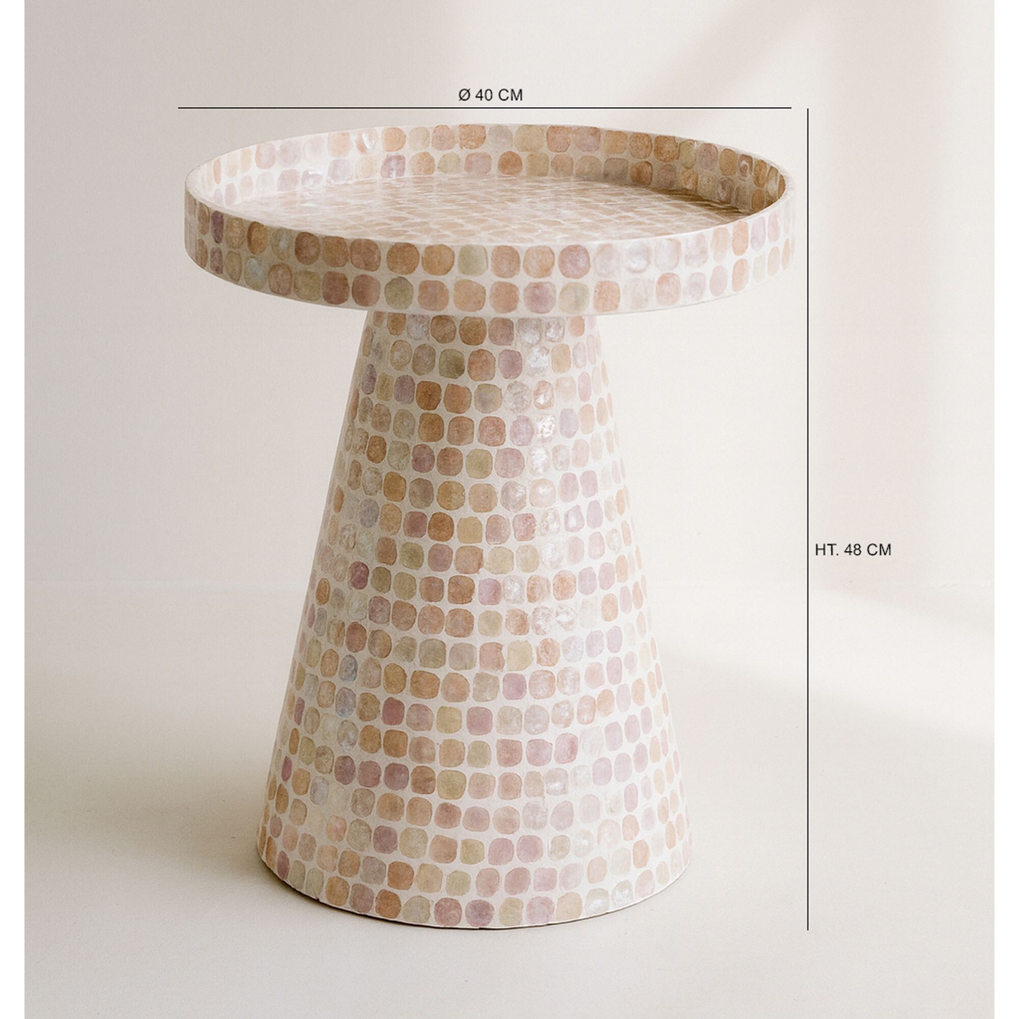 Table d'appoint en coquille de capiz rose ELORA