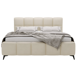 Paulito - lit coffre - 140x200 cm - sommier inclus - en velours - Beige