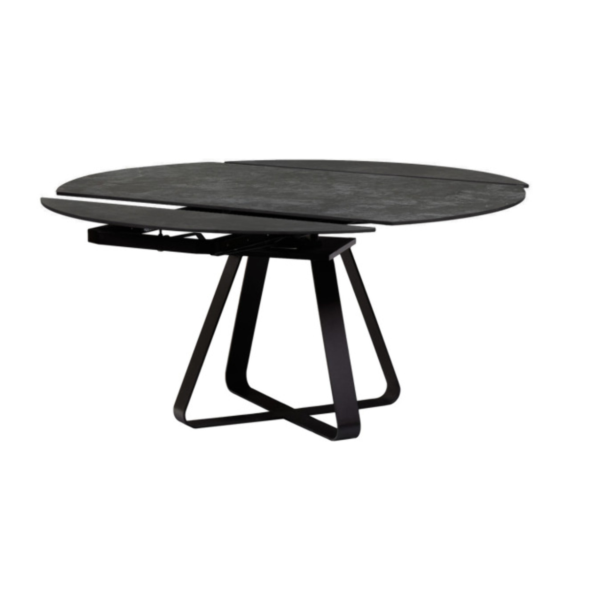 Table de repas extensible en céramique gris anthracite - 90/150 cm - GERMAIN