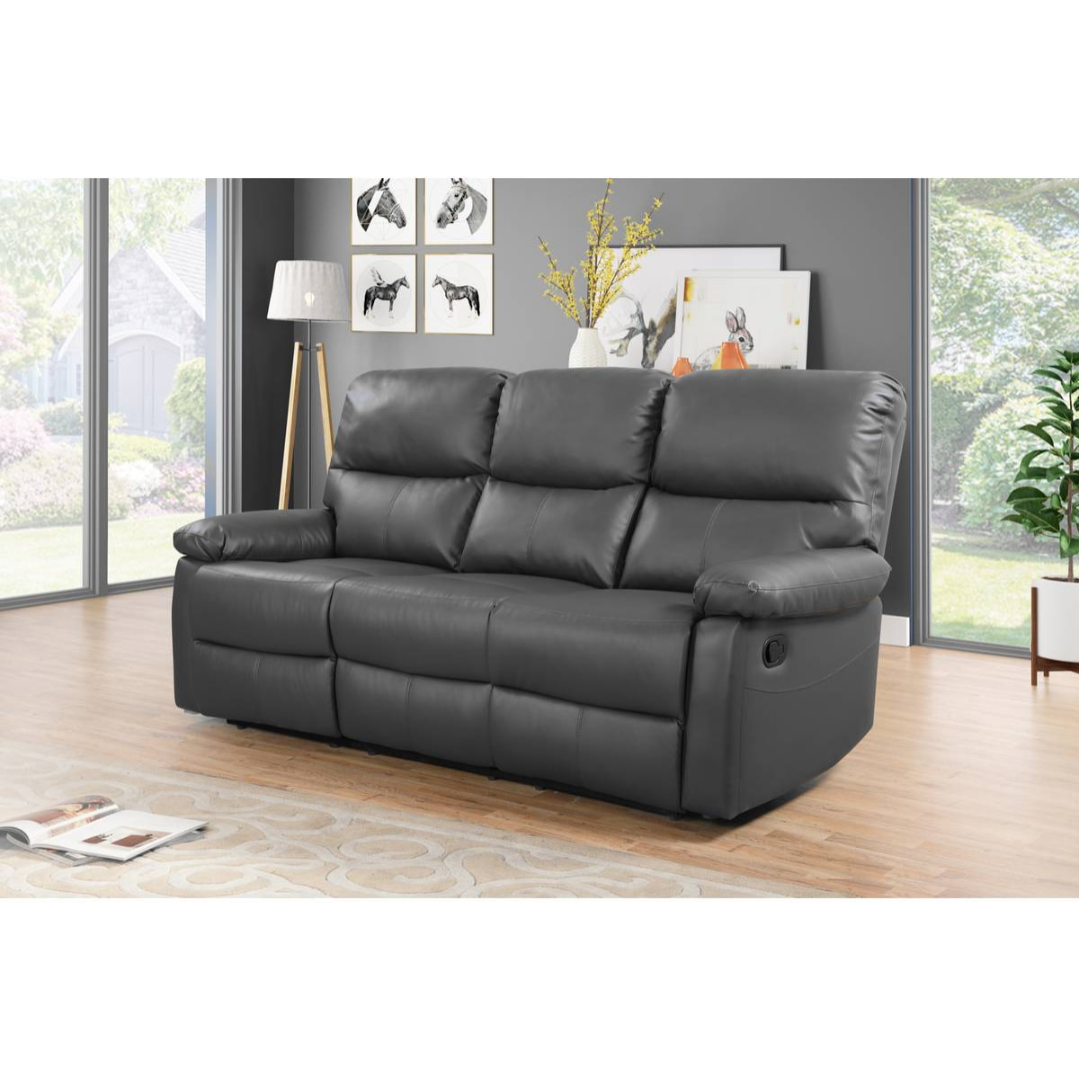 Canapé relax "Lincoln" - 197 x 89 x 103 cm - 3 places - Gris