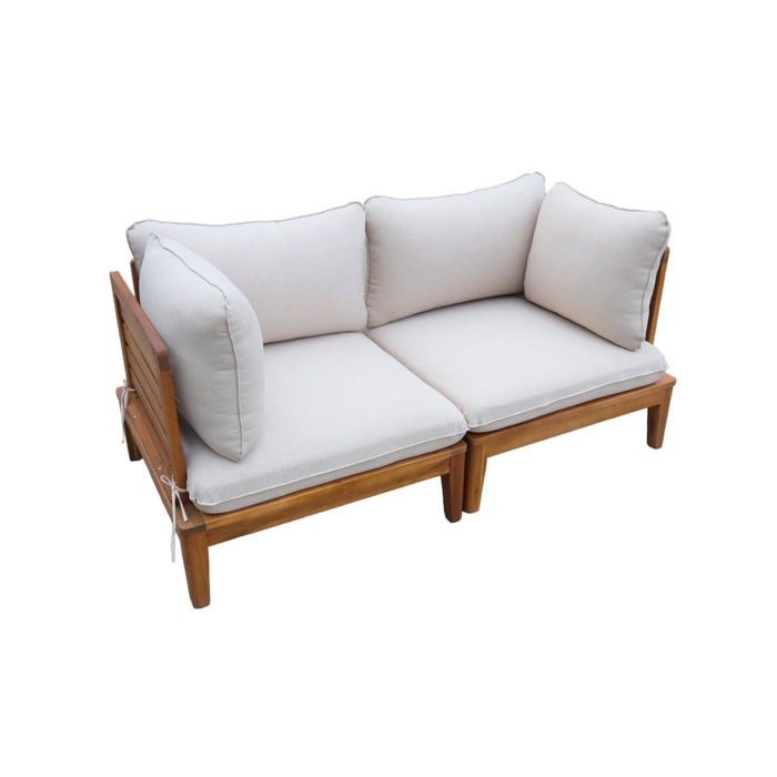 Banquette modulable de jardin bois d'acacia avec accoudoirs 2 places YONA