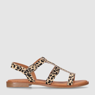 Sandalias de Piel - Leopardo - Tacón: Bajo