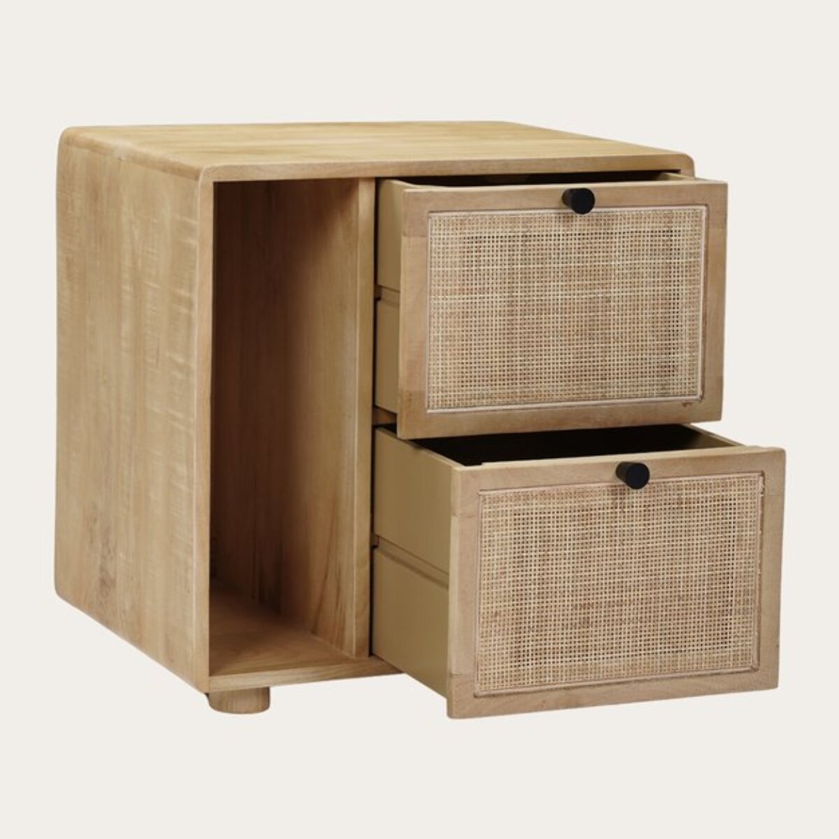 Table de chevet Lucca -bois massif de manguier et rotin-couleur catuai 52 x 53 x 40 cm