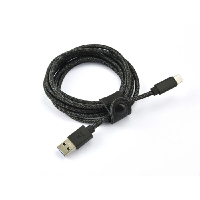 Câble USB C ADEQWAT vers USB 3M tressé Noir