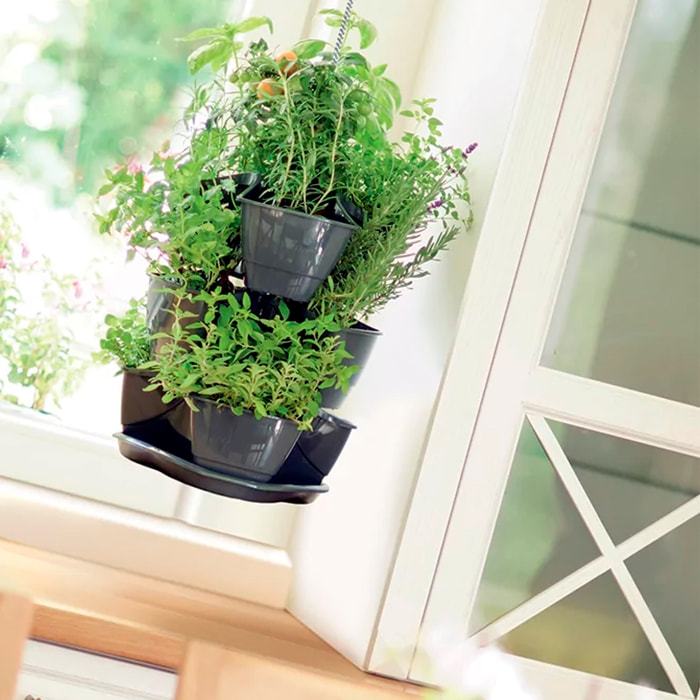 Jardín vertical colgante coubi herbal 9l., dimensiones (mm) 295x295x880, color grafito