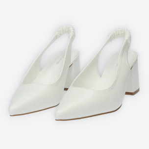 Décolleté sling back Donna Tata Italia Bianco