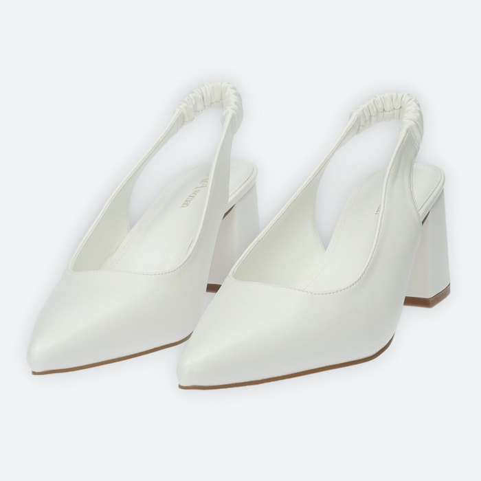 Décolleté sling back Donna Tata Italia Bianco
