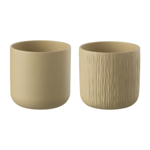 J-Line cache-pot Gen - céramique - beige - medium - 2 pièces - Ø 15 cm