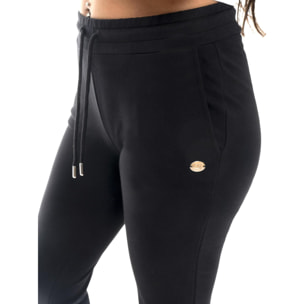 Pantalón de mujer de algodón sin forro polar con puños Leone Basic