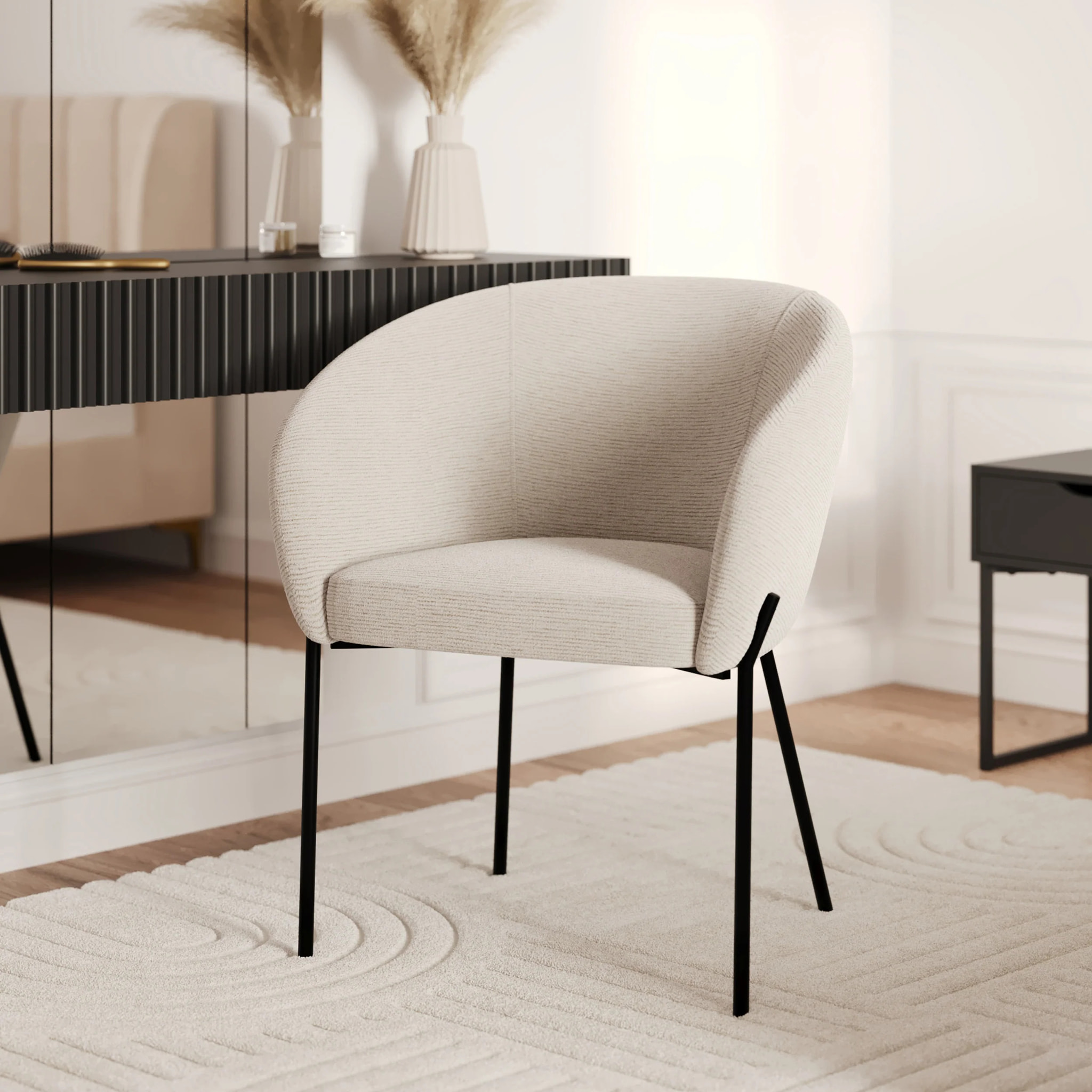 Chaise en tissu blanc chiné - Andy