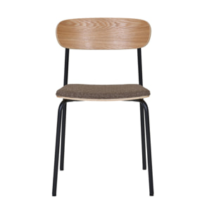 Zoe - lot de 2 chaises en bois de frêne - pieds en acier - Marron