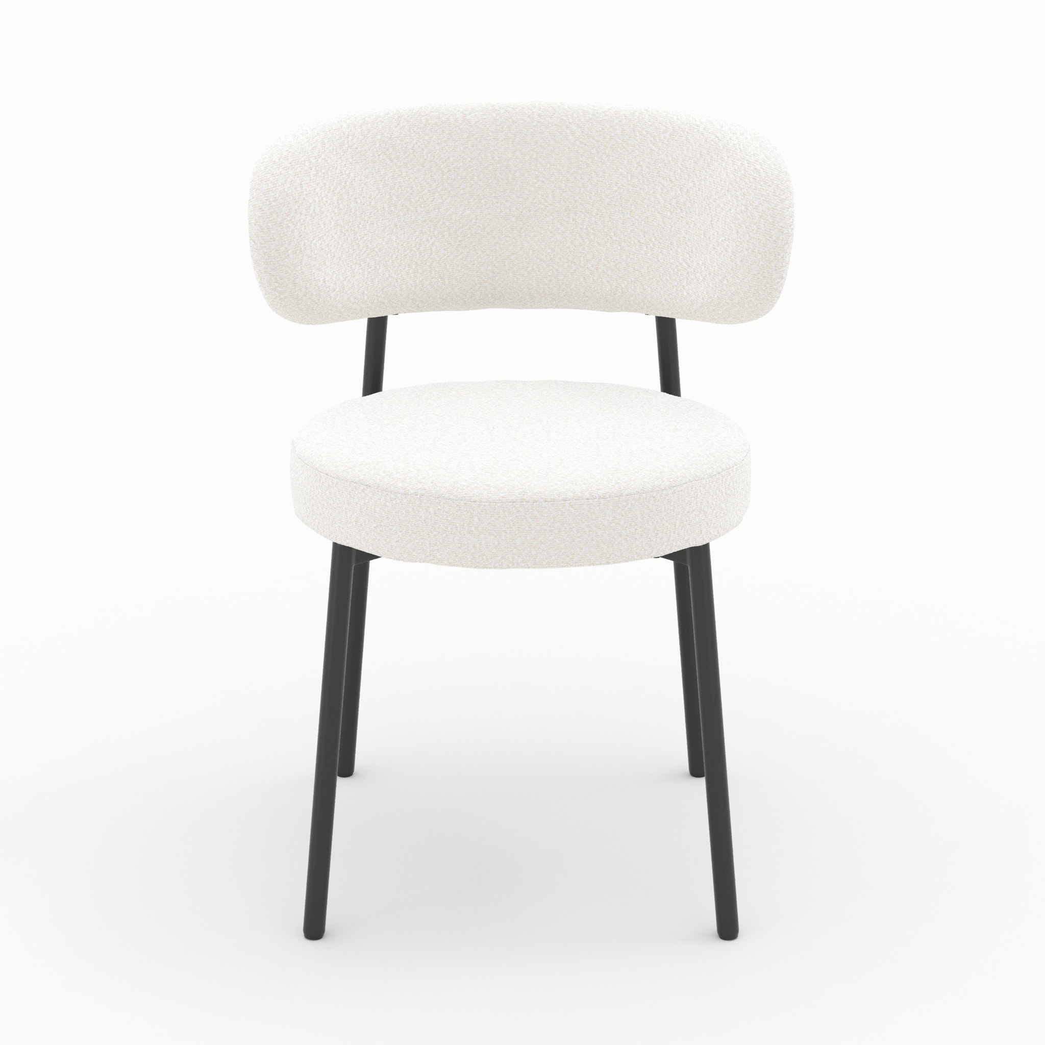 Lot de 2 chaises en tissu bouclé blanc cassé et pieds noirs - Maëlie